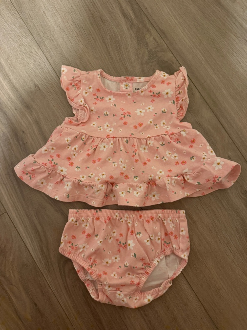 Carter's Pink Floral Ruffle Top with Matching Bloomers